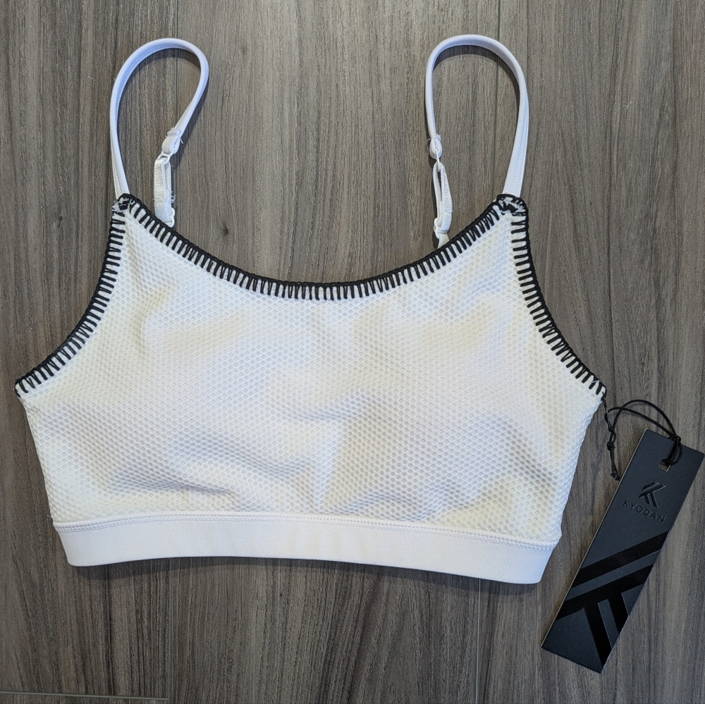 Kyodan White Sports Bra with Black Trim